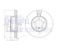 DELPHI 2x Disco Freni Anteriore Ø324 MM Ventilato per BMW 5er Tour E61 525d 520d