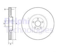 DELPHI 2x Disco Freni Anteriore Ø366 MM Ventilato per Volvo XC60 II 246 2.0 D4