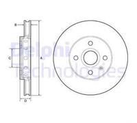 DELPHI 2X Disco Freno Anteriore Ø256 Mm Ventilato Per VW UP 121 122 BL1 BL2 1.0
