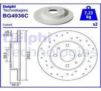 DELPHI 2X Disco Freno Posteriore Ø240 Mm Per Fiat 500/595/695 312_ 1.4