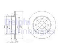 DELPHI 2X Disco Freno Posteriore Ø250 Mm Pieno Per Mitsubishi Colt VI Z3_A Z2_A