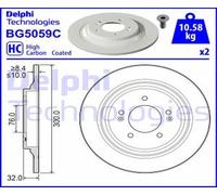 DELPHI 2X Disco Freno Posteriore Ø300 Mm Completo Per Hyundai Kona OS EV OSE OSI