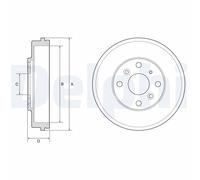 DELPHI BF649 Tamburo freno per MAZDA