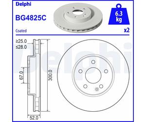 DELPHI BG4825C Discofreno MERCEDES-BENZ