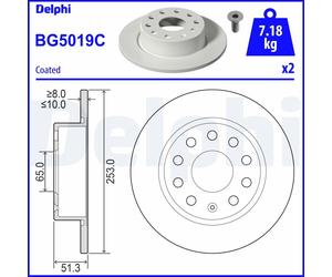 DELPHI BG5019C Discofreno AUDI VW SEAT SKODA