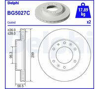 Dischi freno DELPHI BG5027C anteriore, ventilato, 2 Pezzo