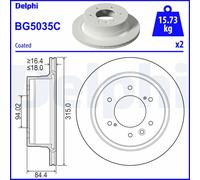 Delphi Disco freno BG5035C ventilato posteriore Kit coppia per Mitsubishi Pajero Sport III