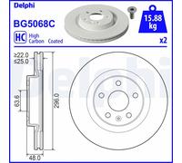 Dischi freno DELPHI BG5068C anteriore, ventilato, altamente carbonizzato, 2 Pezzo