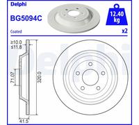 Dischi freno DELPHI BG5094C posteriore, ventilato, pieno, 2 Pezzo