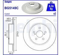 BG5149C Kit coppia dischi freno Delphi Posteriore per MAZDA 2 TOYOTA YARIS
