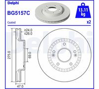 DELPHI BG5157C Disco freno per HYUNDAI