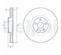 Delphi Disco freno BG9231C anteriore ventilato altamente carbonizzato 1 pezzo