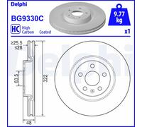 Disco freno DELPHI BG9330C anteriore, ventilato, altamente carbonizzato, 1 Pezzo