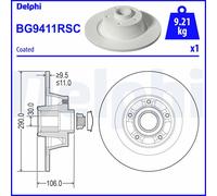 Delphi Disco freno BG9411RSC posteriore pieno 1 pezzo – Renault Megane III (2008-2016)