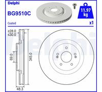 Delphi Disco freno BG9510C Anteriore Ventilato Rivestito per Kia e Hyundai
