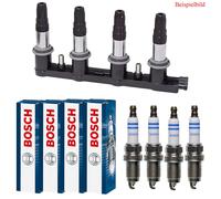 Delphi Bobina Accensione + 4x Bosch Candela per Opel Zafira A F75_2.0 OPC