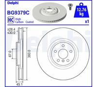 DELPHI Disco freno Ø360mm Altezza: 45,1mm Spessore: 30mm ventilato BG9379C Compatibilità con BMW 1 Hatchback F40 X1 F48 X2 F39 2 Gran Coupe F44, MINI Hatchback F56