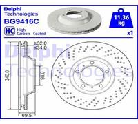 DELPHI Disco Freno Ø340 Ventilato Anteriore Destro Per Porsche 911 Cabriolet 991