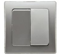 DELPHI - Interruttore doppio a 2 ingressi, 250 V, 10 A, con telaio, colore: Argento