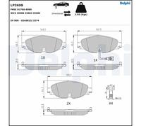 Set di pastiglie freno DELPHI LP2698, anteriore