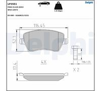 DELPHI LP3551 Kit pastiglie freno, Freno a disco per DACIA,LADA,MERCEDES-BENZ,NI