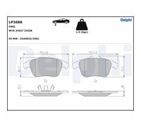 DELPHI LP3688 Kit pastiglie freno, Freno a disco per OPEL,VAUXHALL