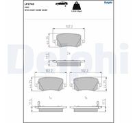 DELPHI LP3740 Kit pastiglie freno, Freno a disco per HYUNDAI,KIA