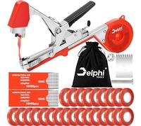 DELPHI Pinza per piante legatrice per piante legatrice manuale da giardino rilegatrice per pomodori vino frutta, con 25 rotoli di nastro da 0,11 mm, borsa da 20.000 punti, 1 lama di ricambio