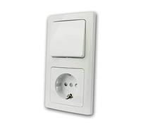 Delphi Presa con interruttore della luce bianca in doppio telaio, 230 V, doppia combinazione, presa con contatto di protezione con interruttore di commutazione, telaio comodo, connettore a morsetto