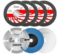 DELPHI Set di 7 dischi abrasivi ∅ 75 mm x 10 mm - dischi da taglio a denti - per tagliare metallo, legno, cemento mola per smerigliatrice angolare