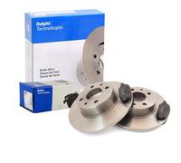 DELPHI Set Pastiglie Freno + Dischi Pieno Frontale per Peugeot 307 Citroën C4 I