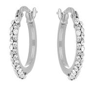 DelPia, Orecchini a Cerchio in Oro 18kt e Argento Sterling 925 2begold con Cristalli (Oro bianco, 10mm)
