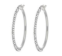 DelPia, Orecchini a Cerchio in Oro 18kt e Argento Sterling 925 2begold con Cristalli (Oro bianco, 25mm)