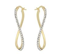 DelPia, Orecchini Allungati in Oro 18Kt e Argento Sterling 925 con Cristalli Luminosi (Small, Yellow)