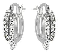 DelPia, Orecchini in Oro 18Kt Argento Sterling 925 Modello Dea Horta con Due Tubi di Cristalli (Bianco, 10mm)