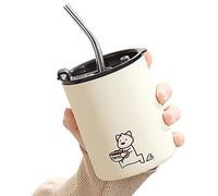 delr Acqua isolata con cannuccia, acqua isolata per bambini, bella acqua con cannuccia, bicchiere termico con pareti vuote, tazza da viaggio con fiaschetta animali per il pranzo