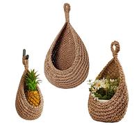 delr Frutta Cotone | Cesti Da Sospensione Boemia Intrecciati per Cucina | 3 Cesti Cucina, Decorazione Boemia, Libro, Conservazione dei rifiuti, Borsa Pendente, Rete Frutta