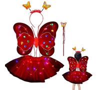 delr Principessa Fata,Set Abito Fata con luce LED - Le ragazze Halloween vestono con il gioco Costumi Principessa Fata con Bacchetta illuminate a LED