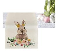 delr Runner da tavola di Pasqua Felice - Runner da tavolo in lino di Pasqua lungo 183 cm, decorazione per tavolo da fattoria interna per forniture per feste di Pasqua, vacanze di primavera