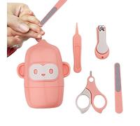 delr Tagliaunghie per bambini 4 in 1 con astuccio a forma di scimmia, tagliaunghie, forbici, lima unghie e pinzette per neonati, neonati e bambini, prodotti per neonati