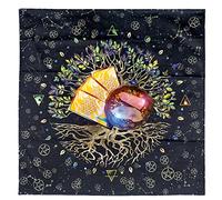 delr Tarocchi,Tarocchi morbidi 25 x 25 Pollici | Tarocchi con modello albero Vita, Lettere divinazione Tarocchi Astrologia Tessuto Decorativo