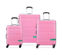 Delsey Paris x Set di valigie a 4 ruote United Colors of Benetton Now Hardside 3 pezzi con piega elastica rosa