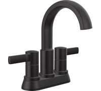 Delta Albion 25855LF-BL - Rubinetto da bagno con 2 maniglie, rubinetto per lavello da bagno Delta Centerset in metallo, portata 1,2 GPM, nero opaco