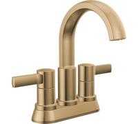Delta Albion Centerset, rubinetto da bagno dorato con 2 maniglie, rubinetto per lavello da bagno Delta con sistema di scarico in metallo, portata 1,2 GPM, bronzo champagne
