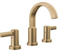 Delta Albion - Rubinetto da bagno a 3 fori, rubinetto da bagno dorato, rubinetto da bagno a 2 maniglie, rubinetto da bagno, montaggio scarico push-pop in metallo, portata 1,2