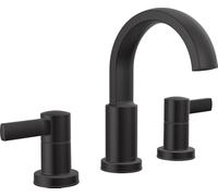 Delta Albion Rubinetto da bagno generalizzato a 3 fori, rubinetto per lavello da bagno nero opaco, rubinetto da bagno a 2 maniglie, rubinetto da bagno, montaggio scarico push-pop in metallo,