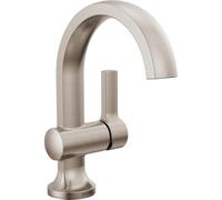 Delta Albion Rubinetto da bagno in nichel spazzolato 1 foro, rubinetto per lavabo da bagno a foro singolo per vanità, gruppo di scarico push-pop in metallo, SpotShield nichel spazzolato 15855LF-SP