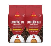 Delta Cafés - Caffè in Grano Espresso Bar - 2 Confezioni da 1 Kg - Intensità 14 - Miscela di Chicchi di Caffè Arabica e Robusta con Tostatura Naturale - Molto Aromatico con Gusto di Popcorn e Spezie.