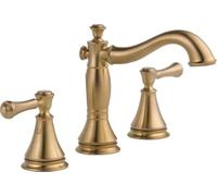 Delta Cassidy 3597LF-CZMPU - Rubinetto da bagno a 3 fori in oro spazzolato, 20,3 cm, ampio rubinetto per lavabo da bagno, montaggio di scarico push-pop in metallo, bronzo champagne