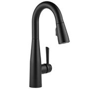 Delta Faucet Essa rubinetto nero opaco barra con spruzzatore estraibile, rubinetto nero lavello singolo foro, rubinetti a barra bagnata singolo foro, rubinetto da cucina nero, nero opaco 9913-BL-DST